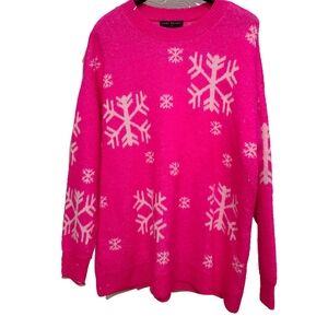 Lane Bryant Fuchsia Snowflake Sweater